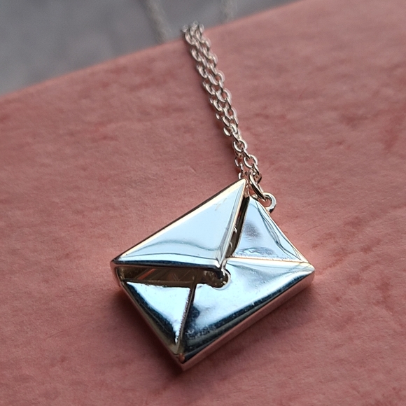 Rose Gold cute envelope necklace love note 16in - Picture 5 of 6